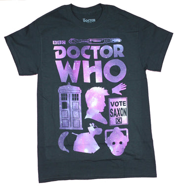 Doctor Who Mens  T-Shirt - Purple Spacey Collage of 10th Doctor