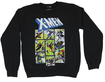 X-Men (Marvel Comics) Mens Crew Neck Sweatshirt - Multiple Danger Room Scenes