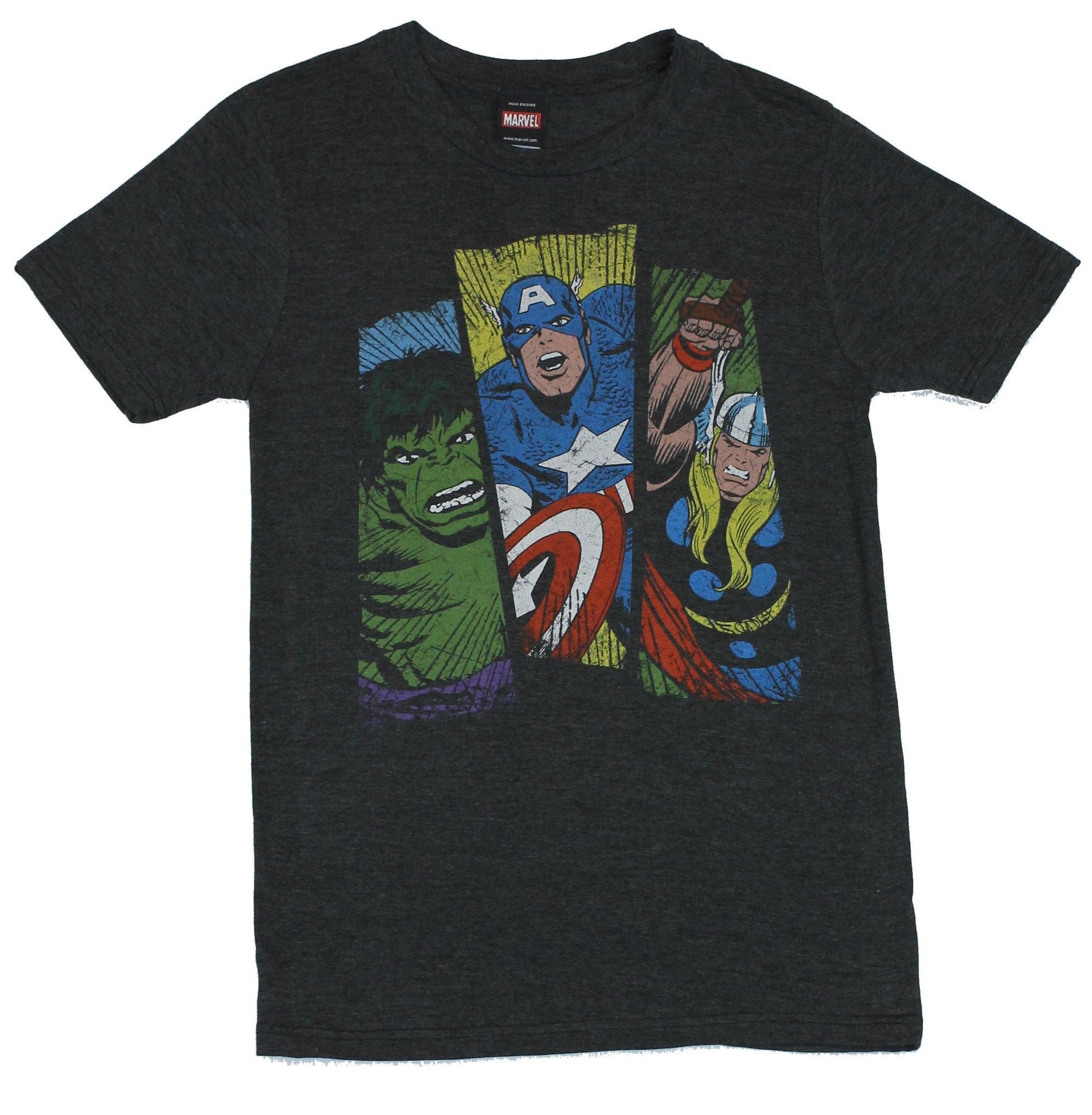 The Avengers Mens T - Captain America Hulk Thor /triple Swath Image