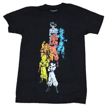 Dragon Ball Z  Mens T-Shirt - Goku's Many Versions in Neon