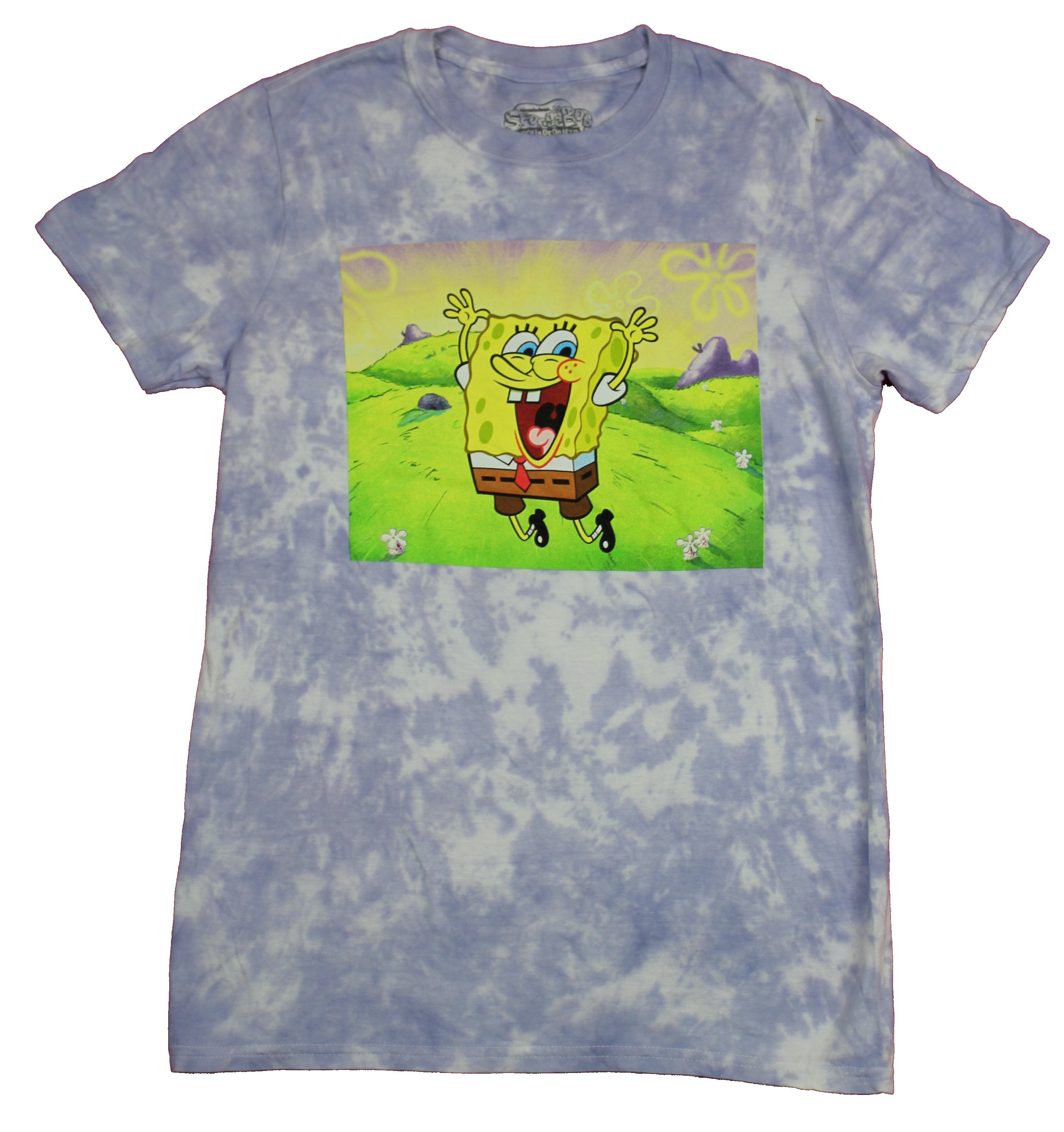 Spongebob Squarepants Mens T-Shirt  - Exploding Happy Tie Dye Bob Image