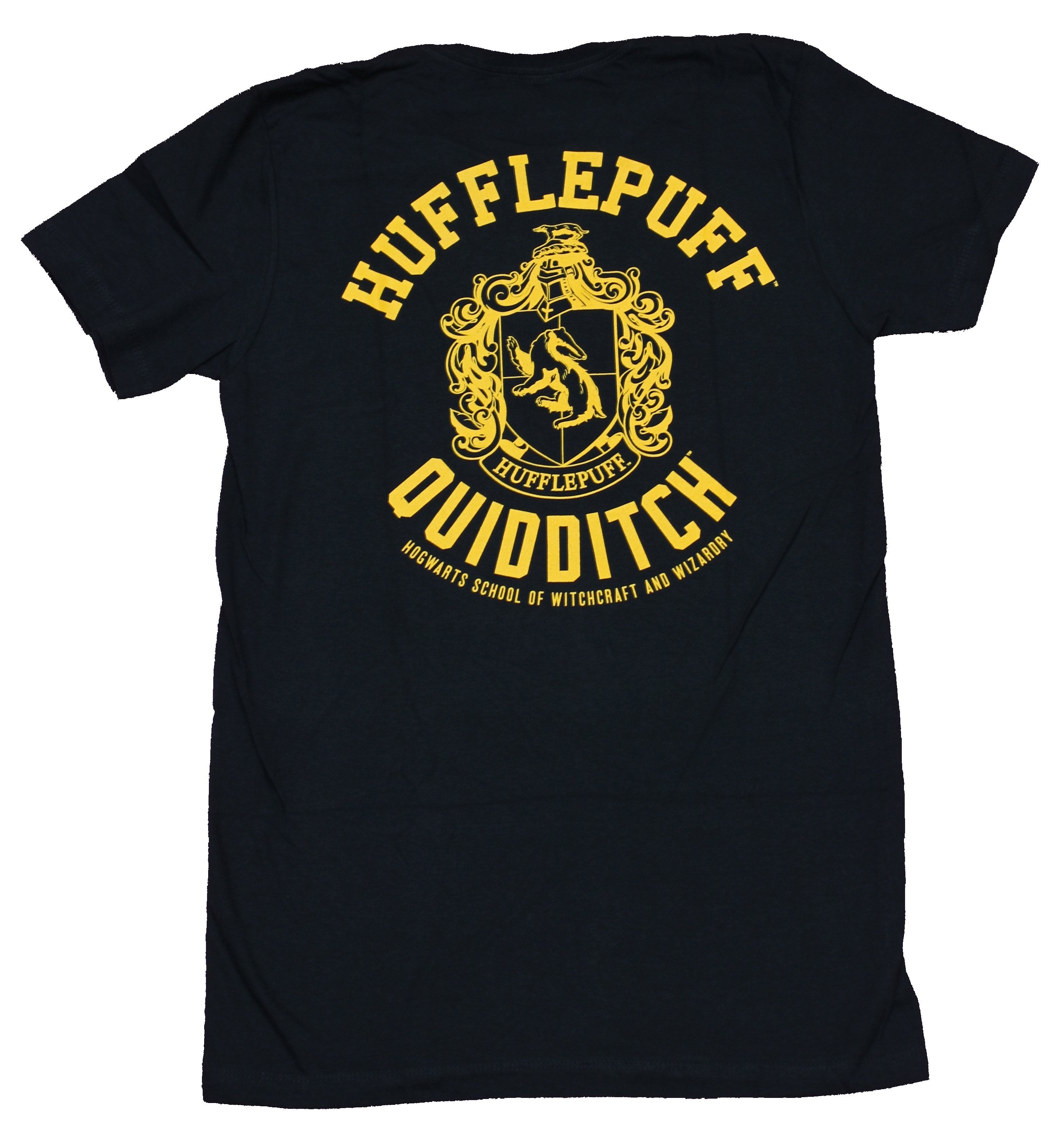 Harry Potter Mens T-Shirt  -  Hufflepuff Lapel Quidditch Crest Logo Back