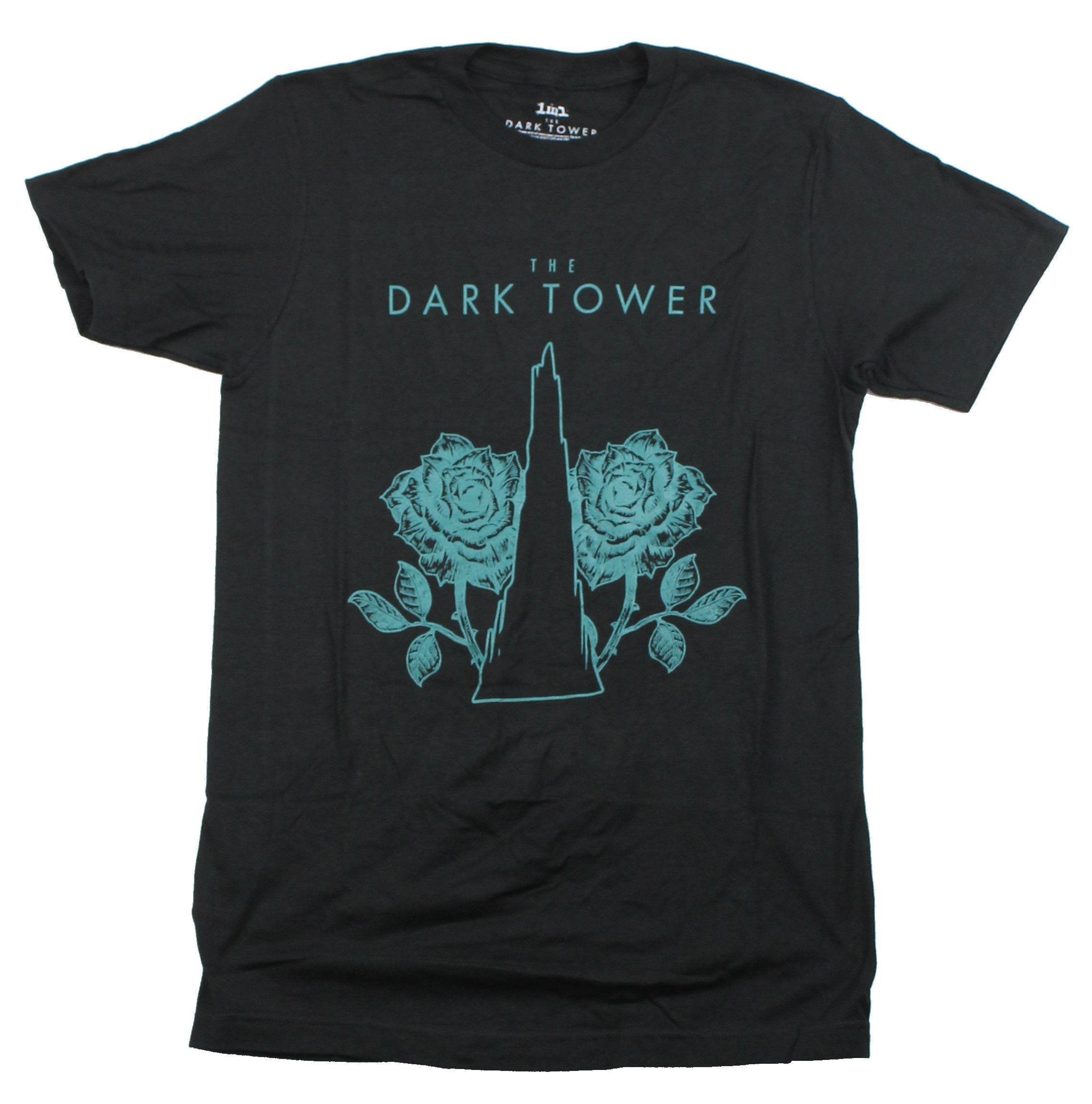 Dark Tower Mens T-Shirt - The Tower and Roses in Blue Ornate Design