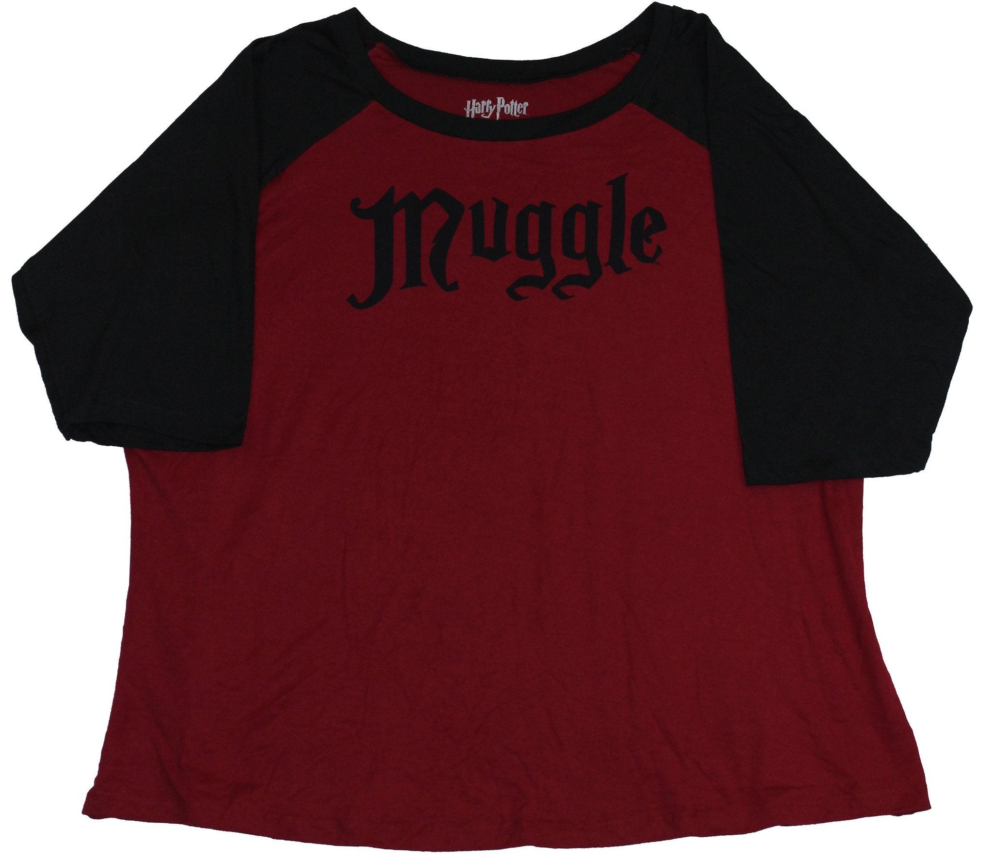 Harry Potter Womens Ragland Style T-Shirt - Black Print Muggle mage