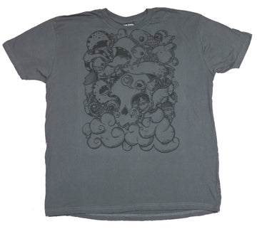 Skull Mens T-Shirt  - Worms and Skull Whimsical Design (2X-Large)