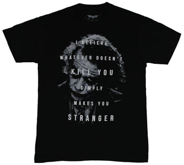 Batman (DC Comics) Mens T-Shirt - Joker Whatever Doesnt Kill Makes You Stranger