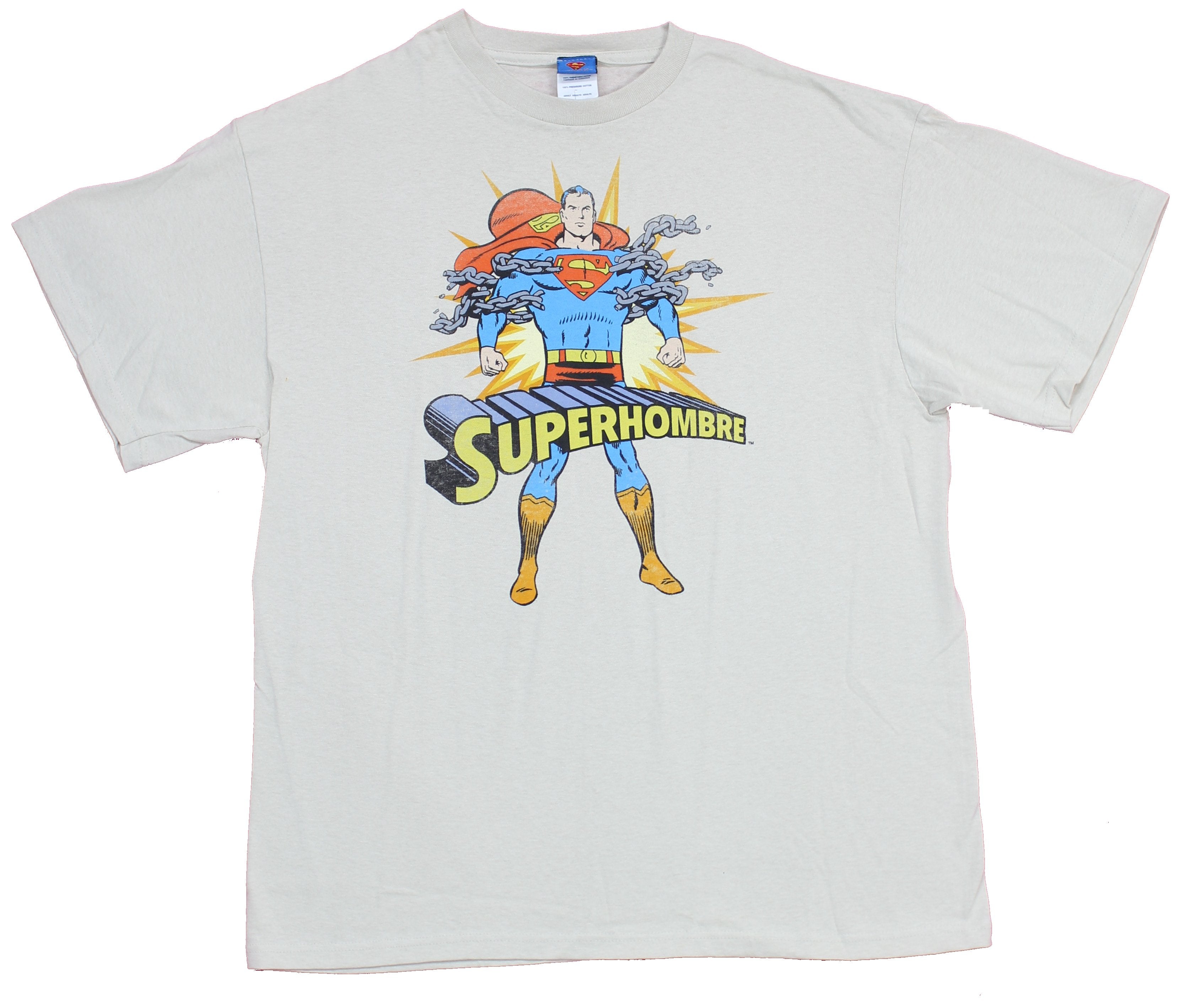 Superman Mens T Shirt- Superman is "Superhombre" Chain Breaking