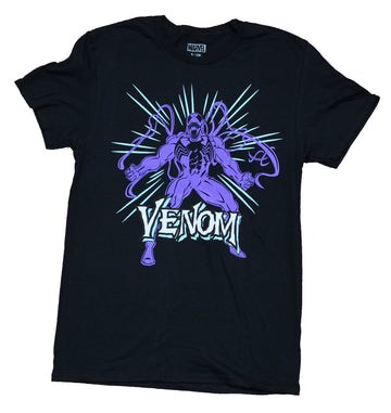 Venom Mens T-Shirt - Purple Posed Venom Over Name