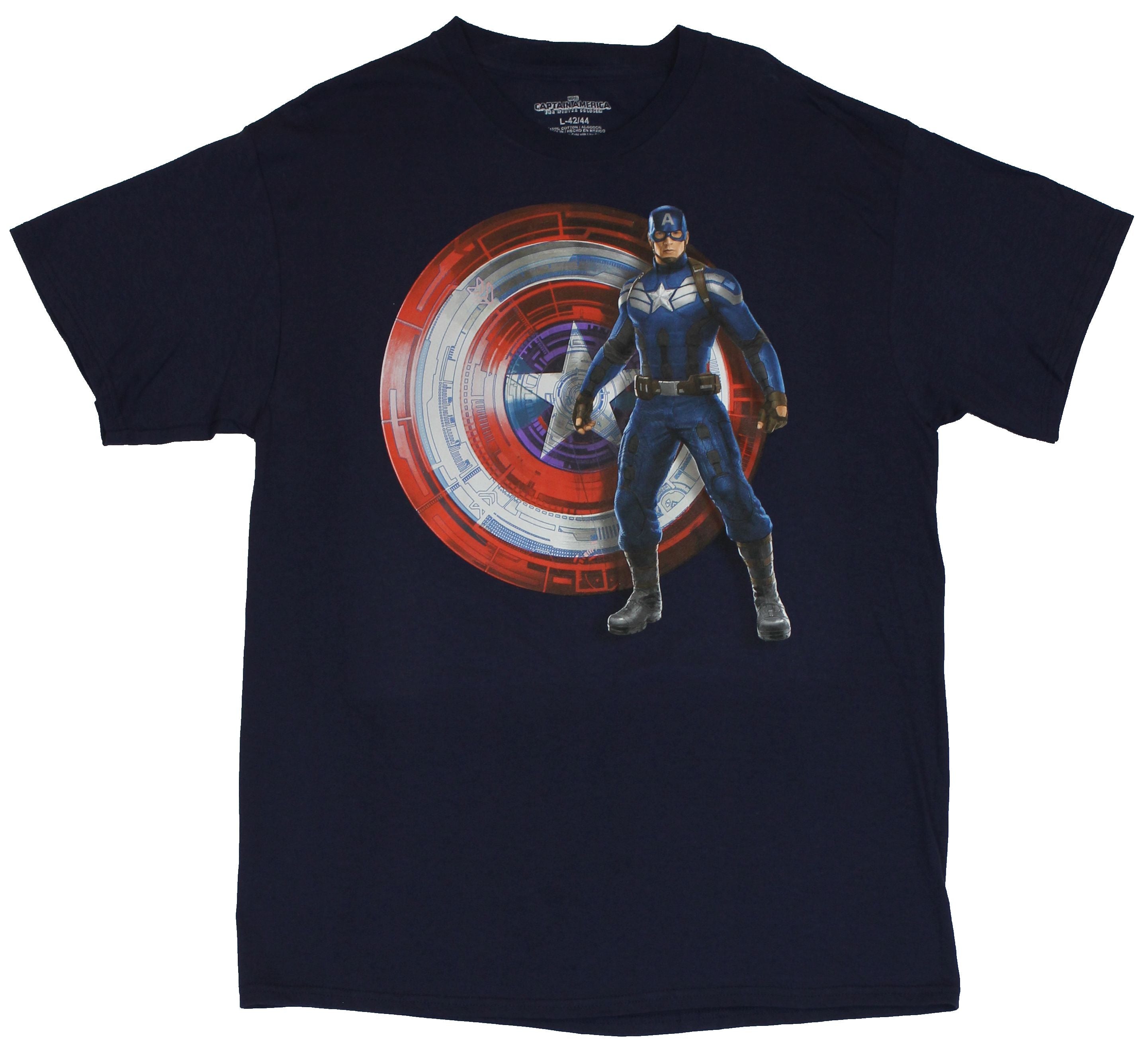 Captain America (Marvel Comics)  Mens T-Shirt - Confident Cap W Digital Shield