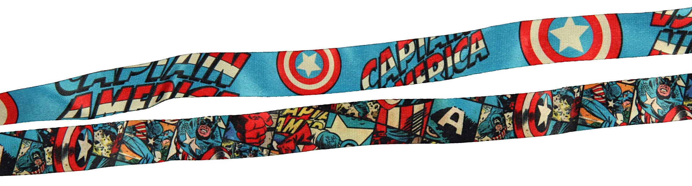 Captain America Lanyard Comic and Logo Print with Rubber Charm and ID Holder