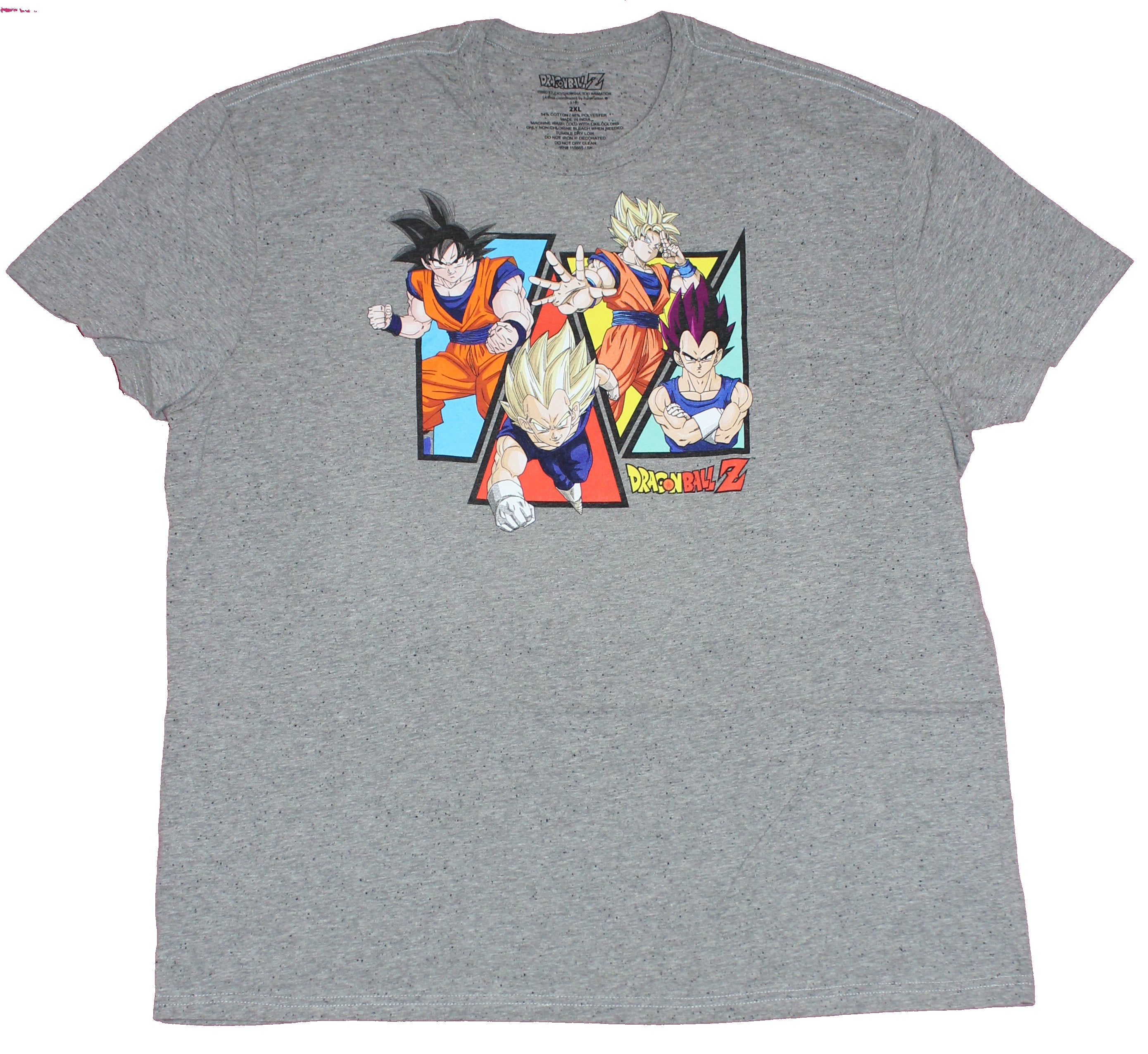 Dragon Ball Z Mens T-Shirt - Triangled Characters Red Tri Vegeta Image