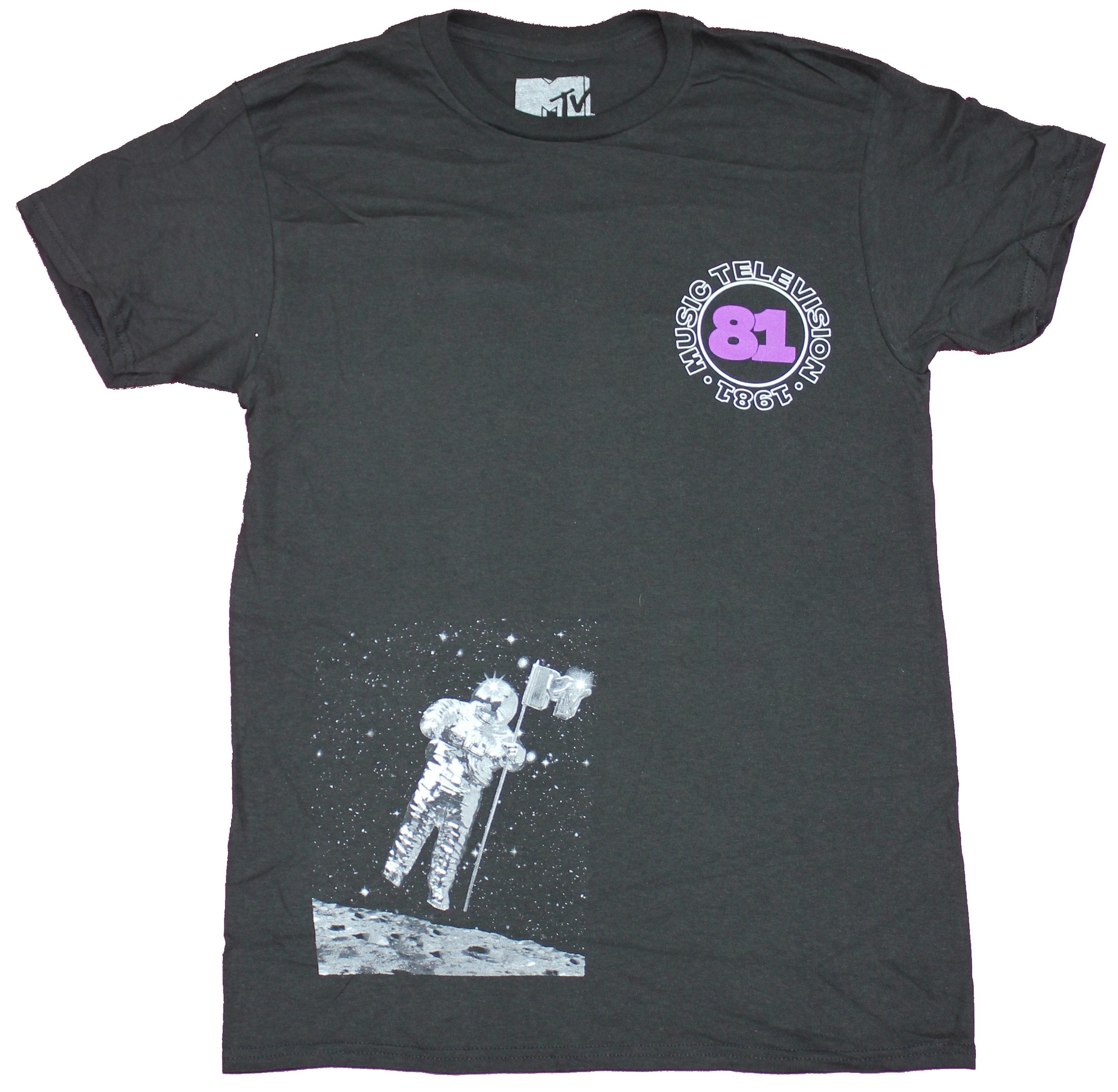 MTV  Mens T-Shirt  - Astronaut & 81 Lapel Wavy Music Television Back