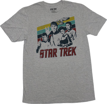 Star Trek Mens T-Shirt - Side Cast Over Name Logo