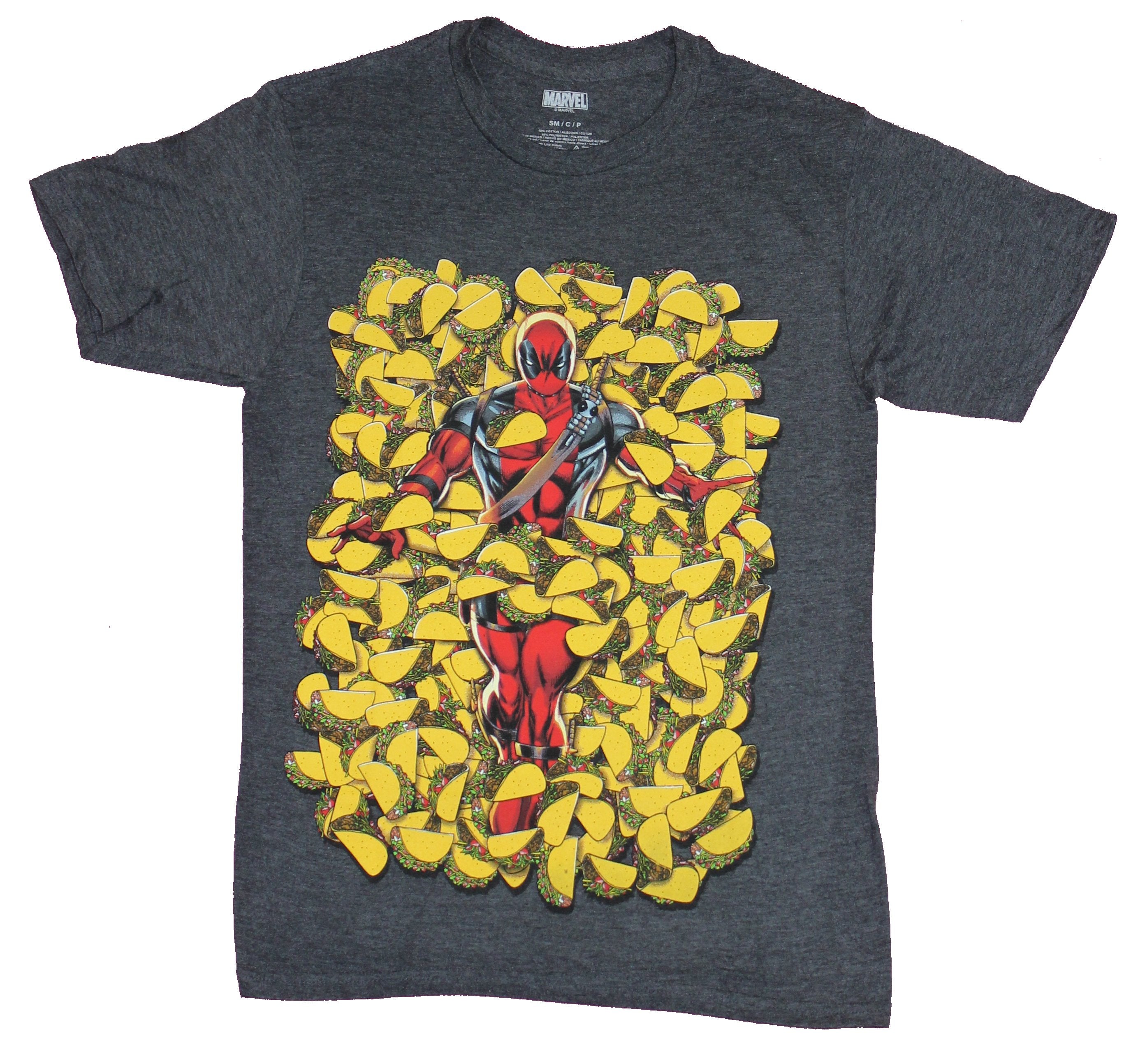 Deadpool Mens T-Shirt- Bed of Tacos American Beauty