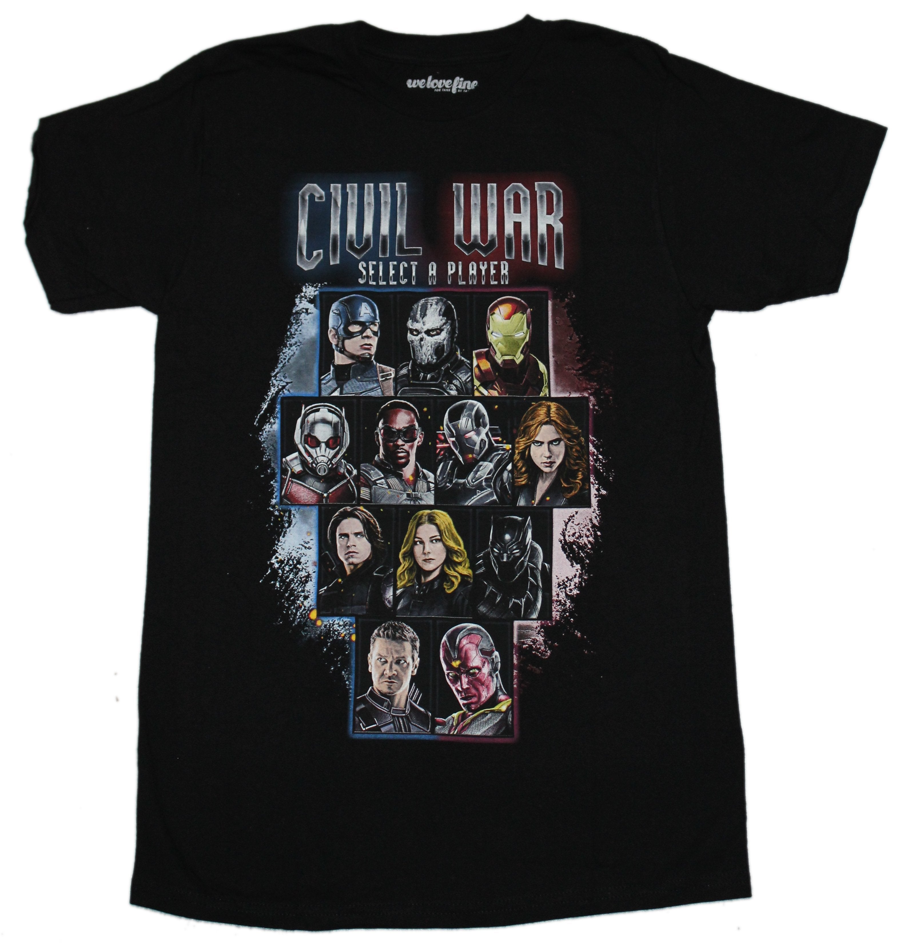 Captain America Civil War Mens T-Shirt -  Select A Player Image