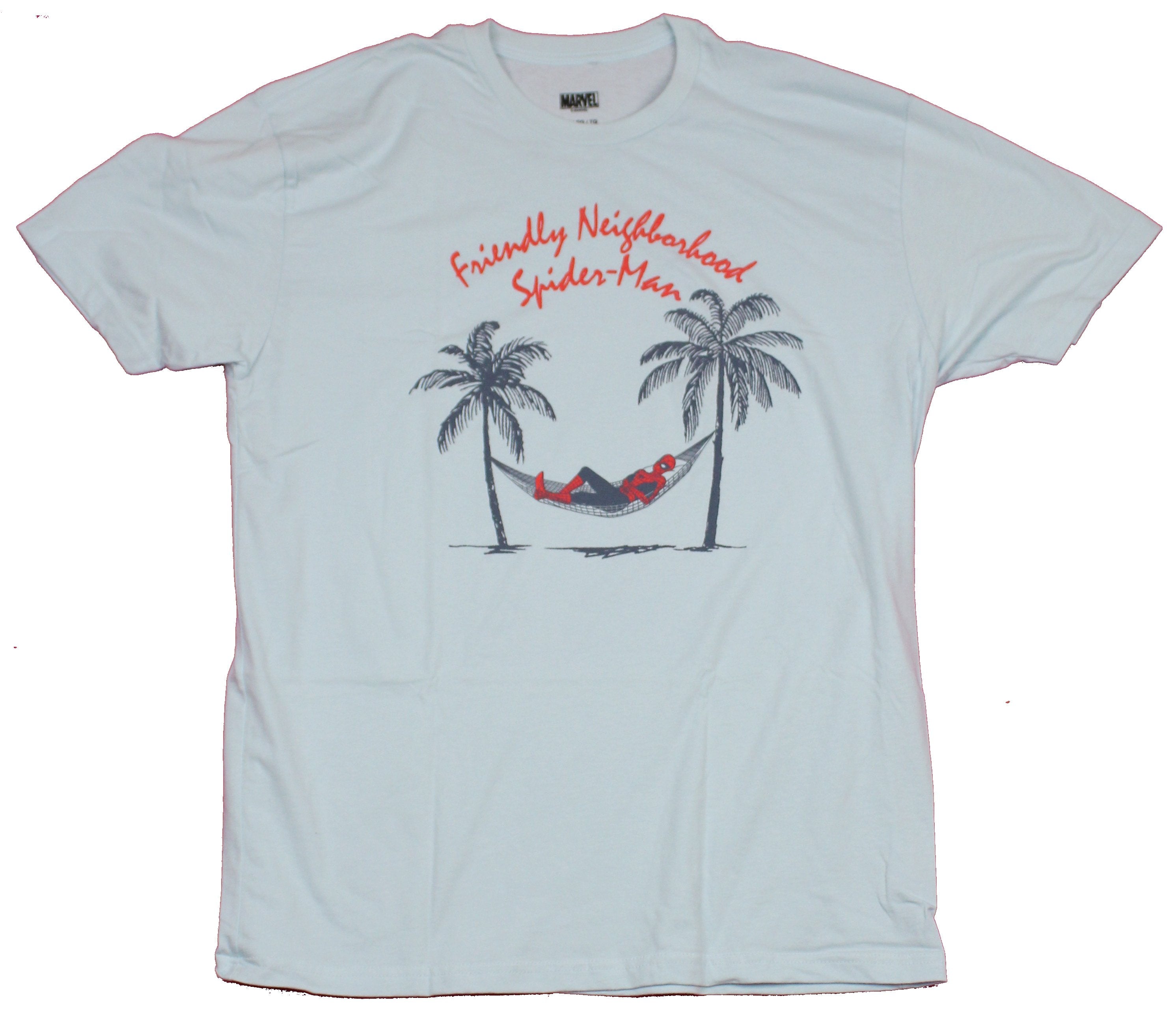Spider-Man Mens T-Shirt - Friendly Neighborhood Spider-man Relaxing Palms