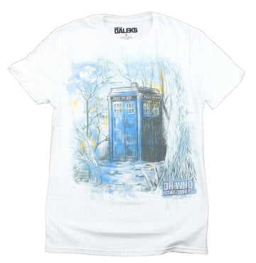 Doctor Who Mens T-Shirt - Sketched Water Colored Tardis Woods Image