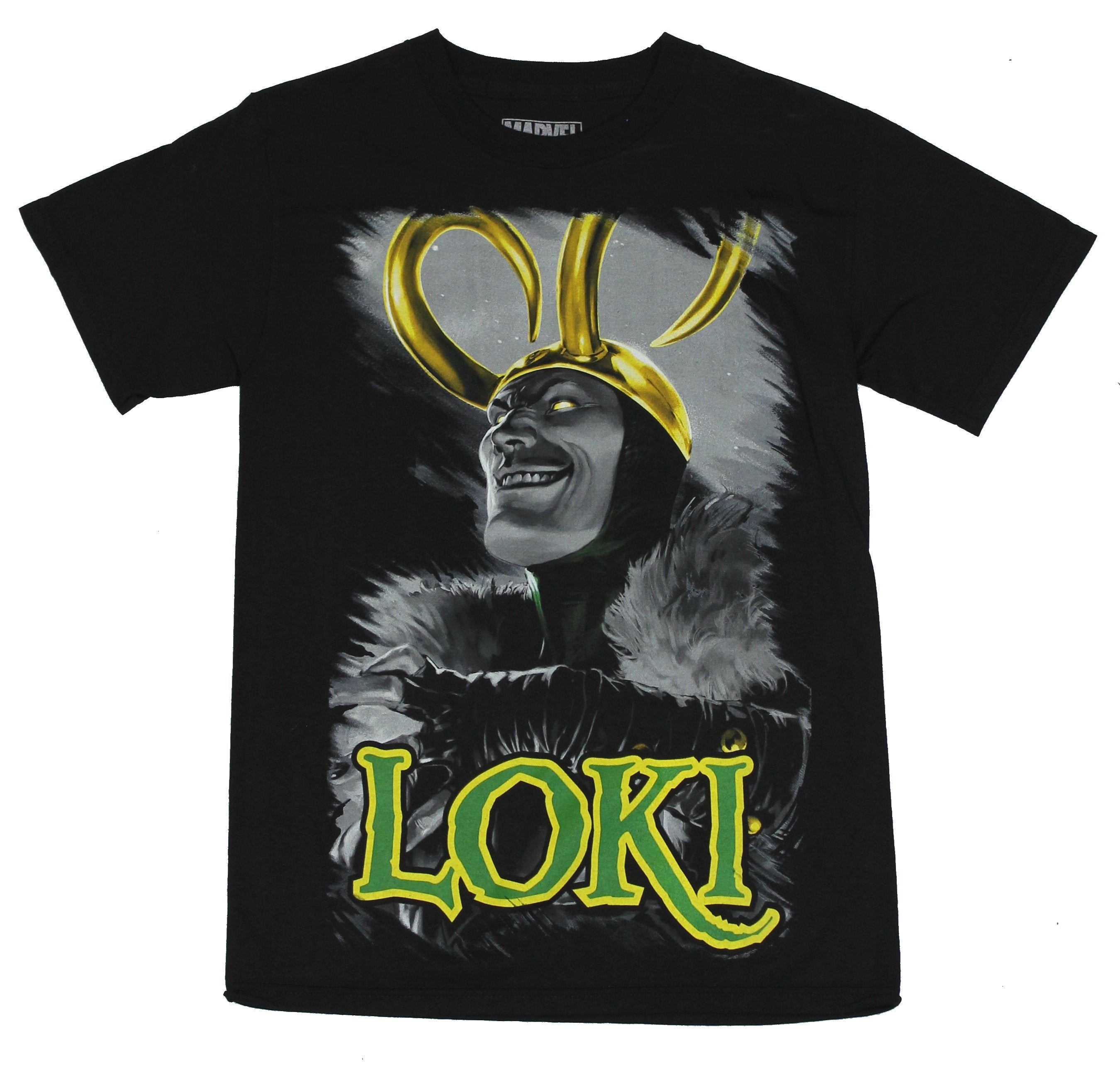 Thor (Marvel Comics) Mens T-Shirt - Giant Evil Loki Portrait