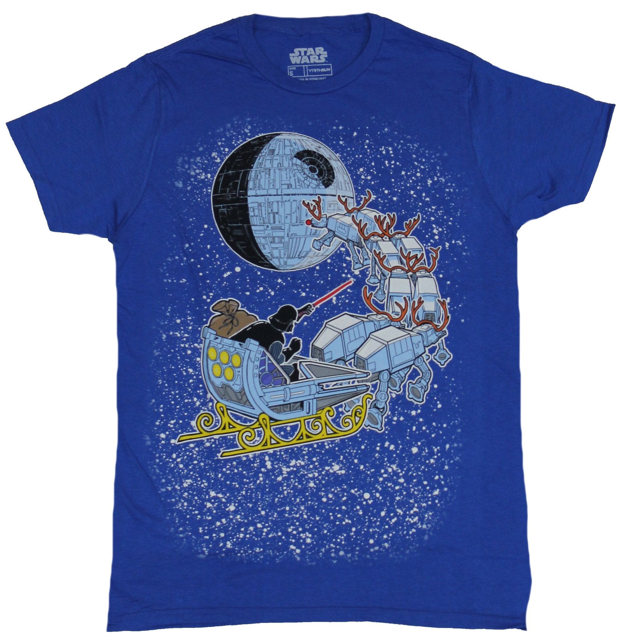 Star Wars Mens Mens T-Shirt - Santa Vader AT AT Reindeer Christmas Death Star