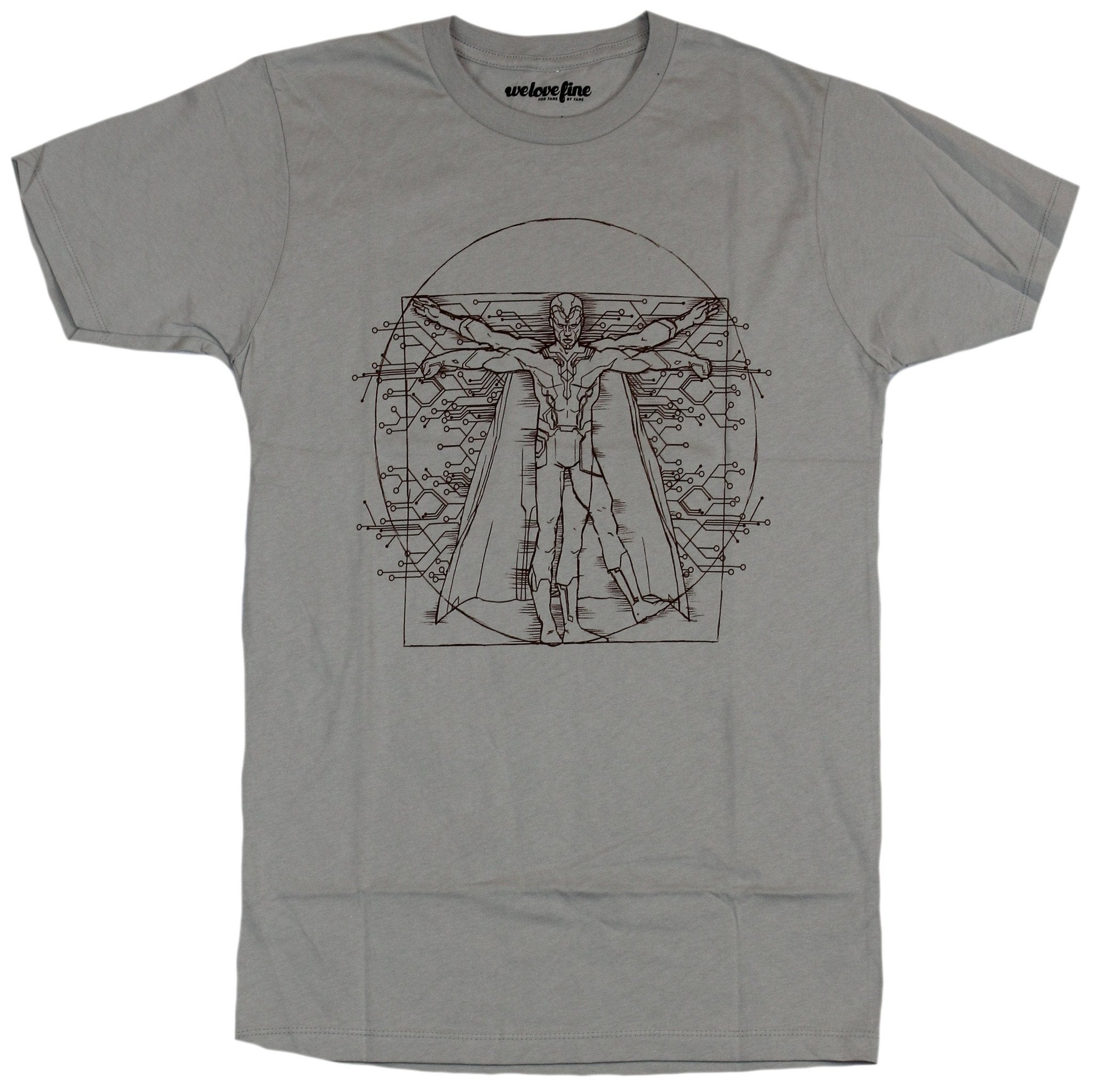 Vision of the Avengers Mens T-Shirt - Vitruvian Vision Sketch Circle Image