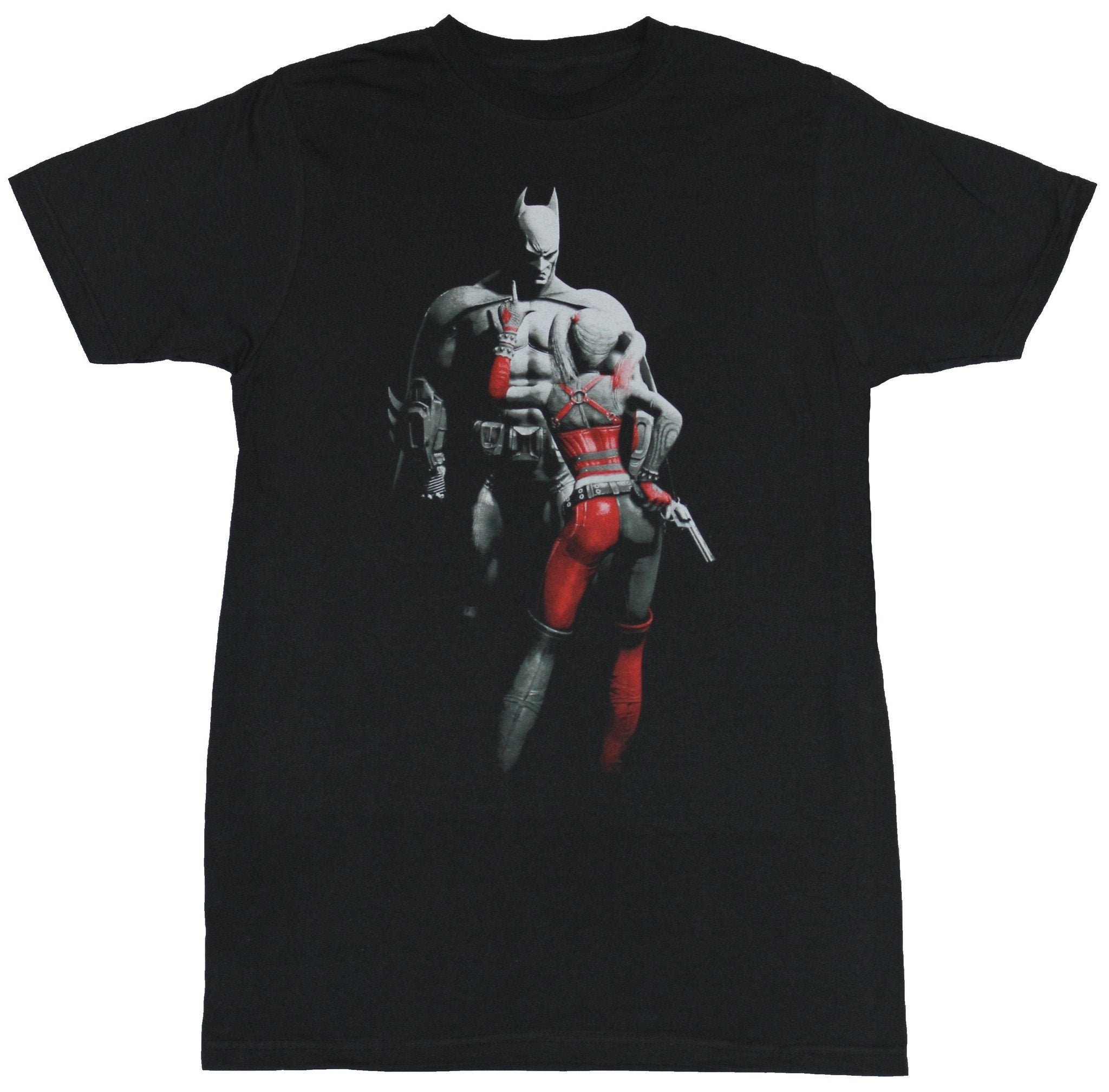 Batman Harley Quinn (DC Comics) Mens T-Shirt -  Bats Facing Down Harley Image