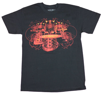 Doctor Who Mens T-Shirt  - Exterminate Red Tinted Dalek Trio Image