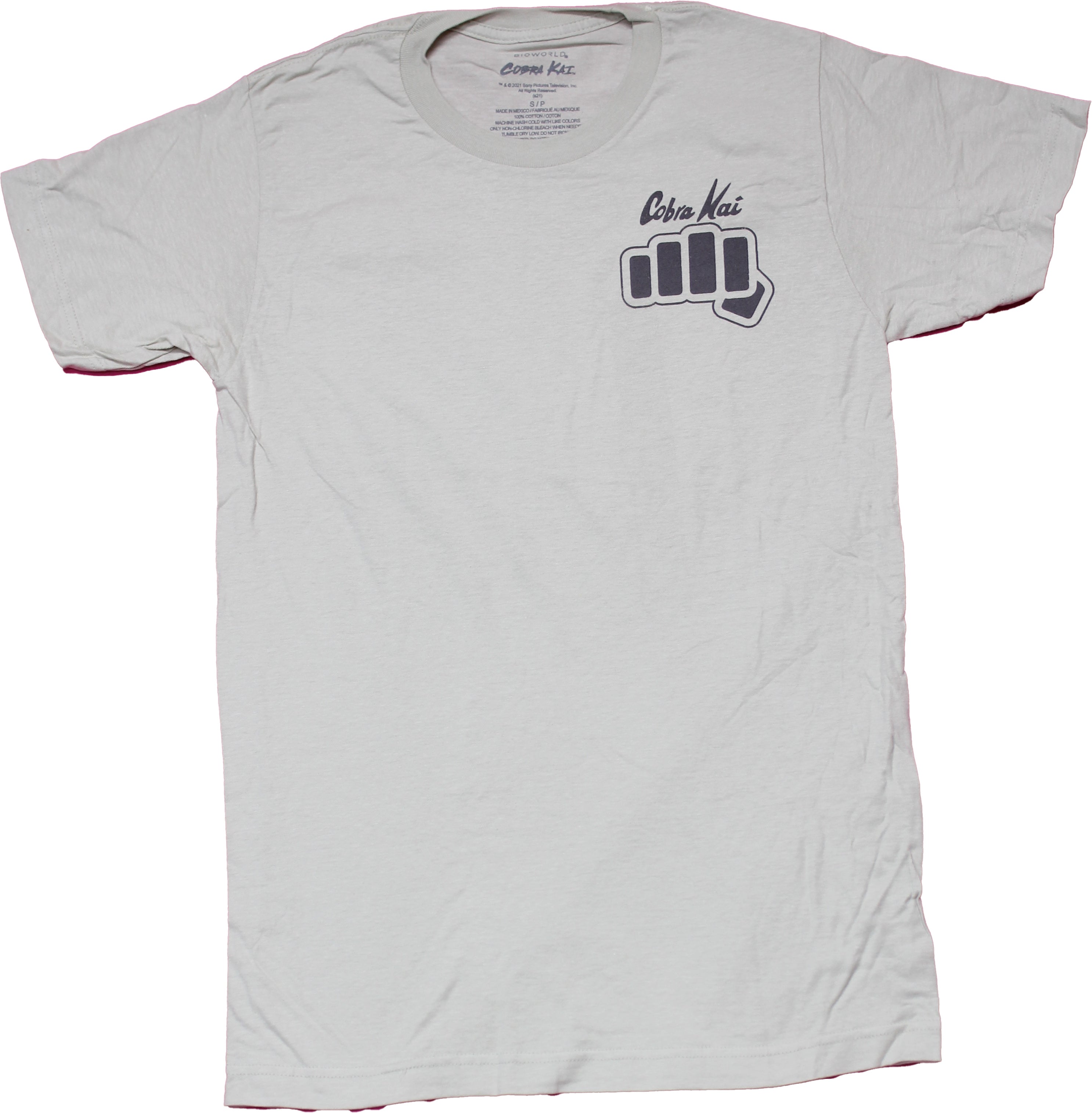 Cobra Kai Mens T-Shirt - Lapel Fist LArge Logo on Back