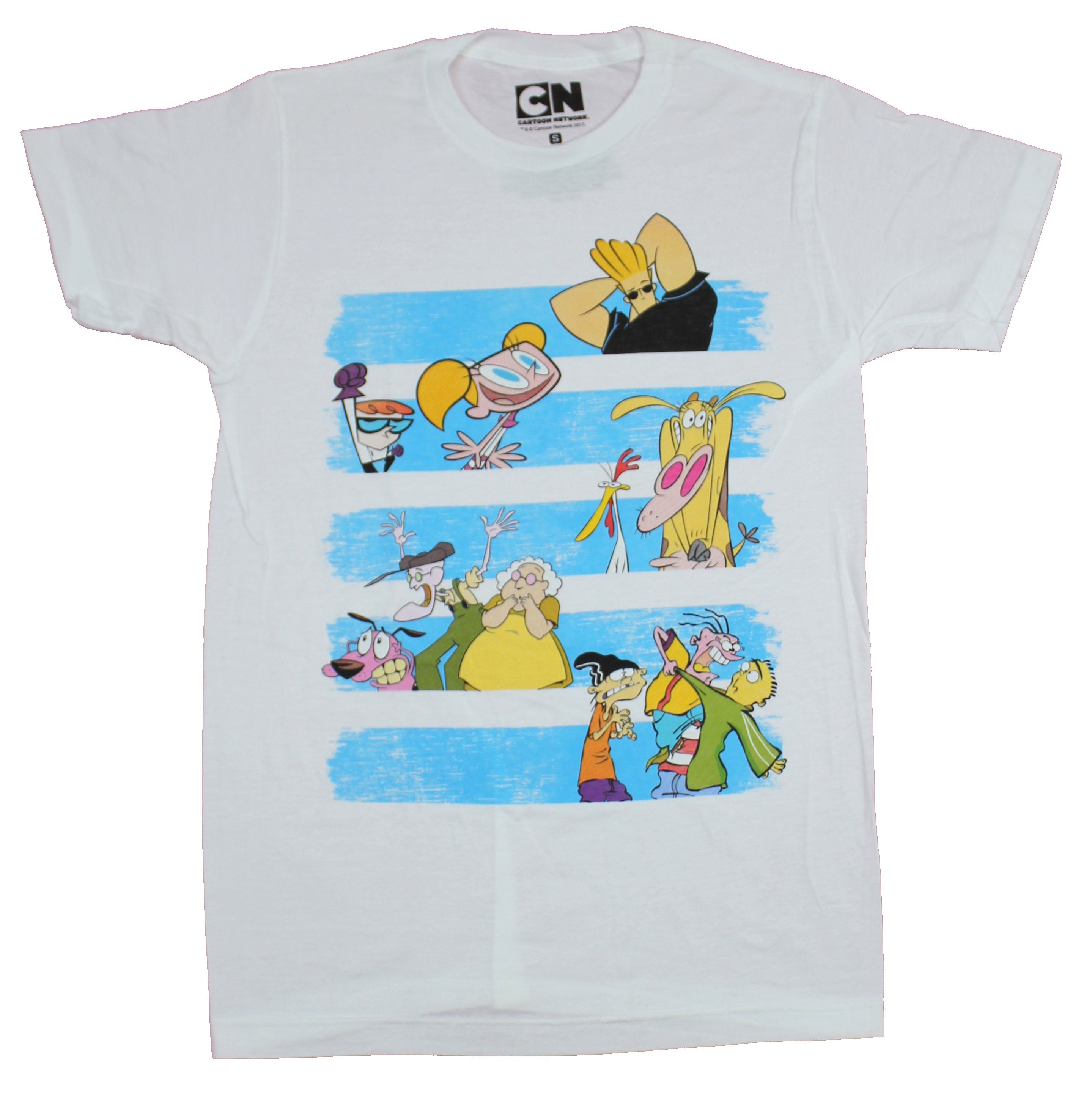 Cartoon Network Mens T-Shirt - Classic Characters In Blue Stripes Image