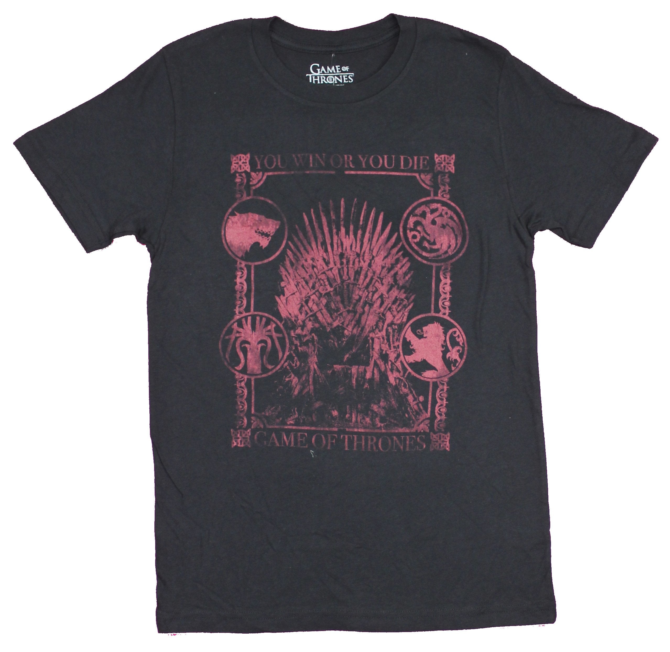 Game of Thrones Mens T-Shirt - Win or Die Maroon Throne Print