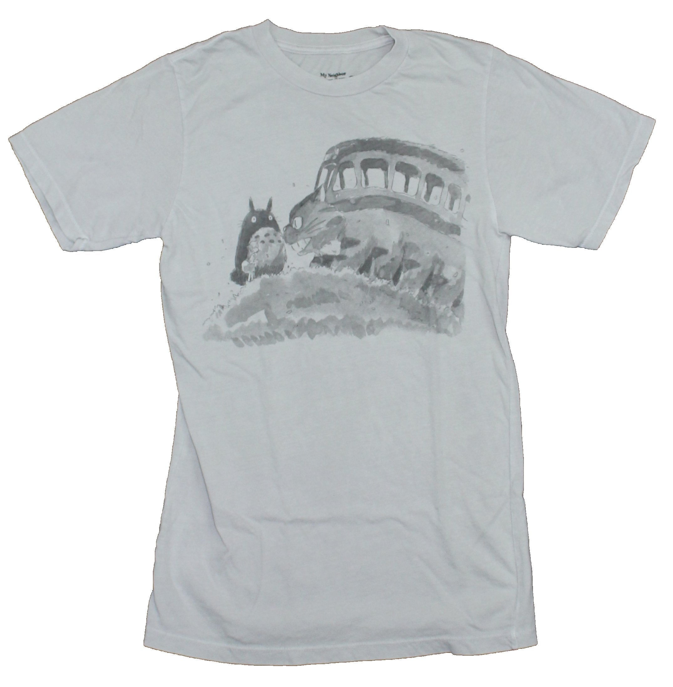 My Neighbor Totoro Mens  T-Shirt -  Sketched Spirit and Cat Bus Image