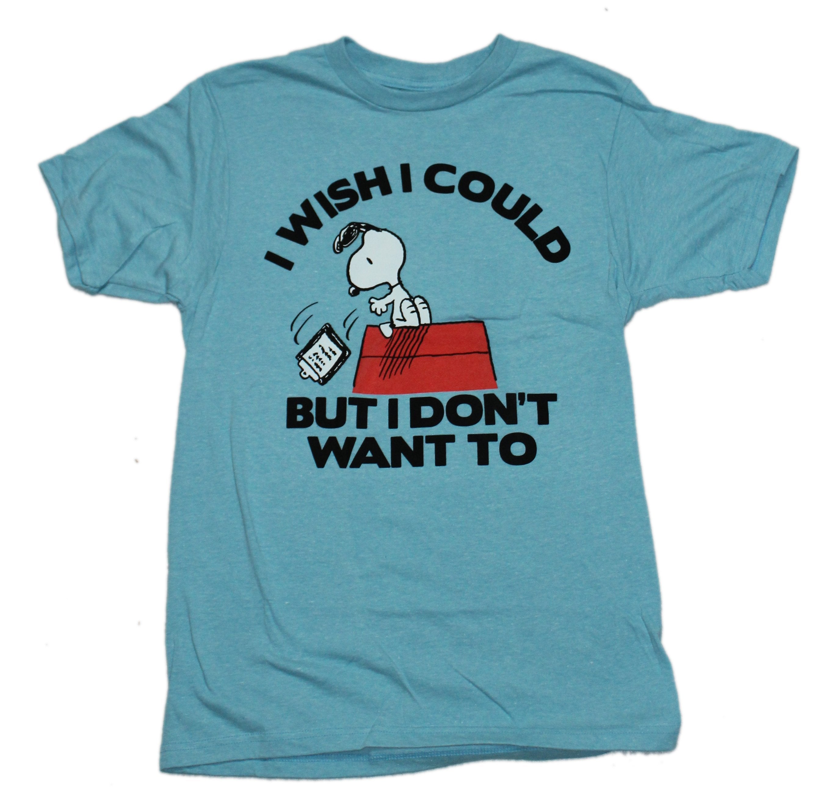 Peanuts Mens T-Shirt - I Wish I Could but I Don't Want to