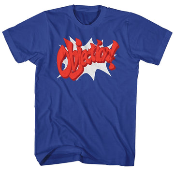 Ace Attorney Mens S/S T-Shirt - Objection! - Solid Royal