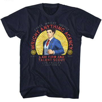 Ace Attorney Mens S/S T-Shirt - Wright Anything - Solid Navy