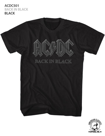 AC/DC Mens S/S T-Shirt - Back In Black - Solid Black