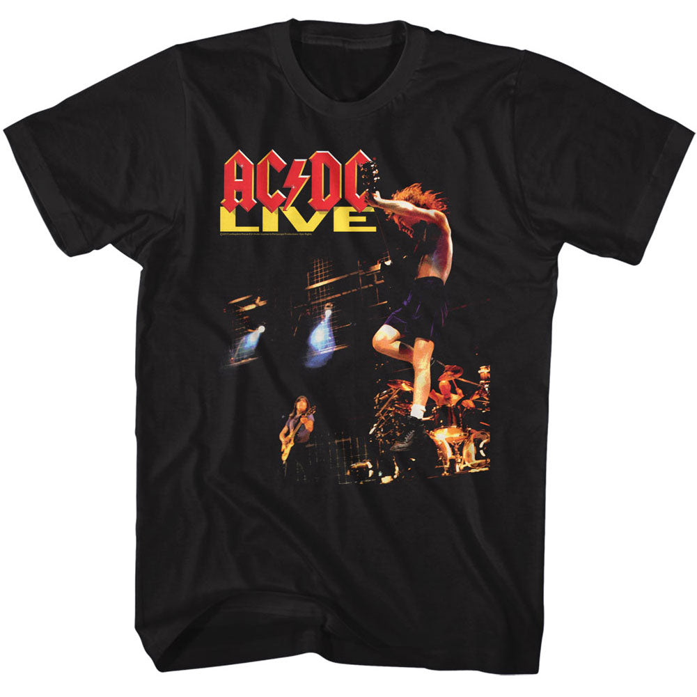 AC/DC Mens S/S T-Shirt - AC/DC Live - Solid Black