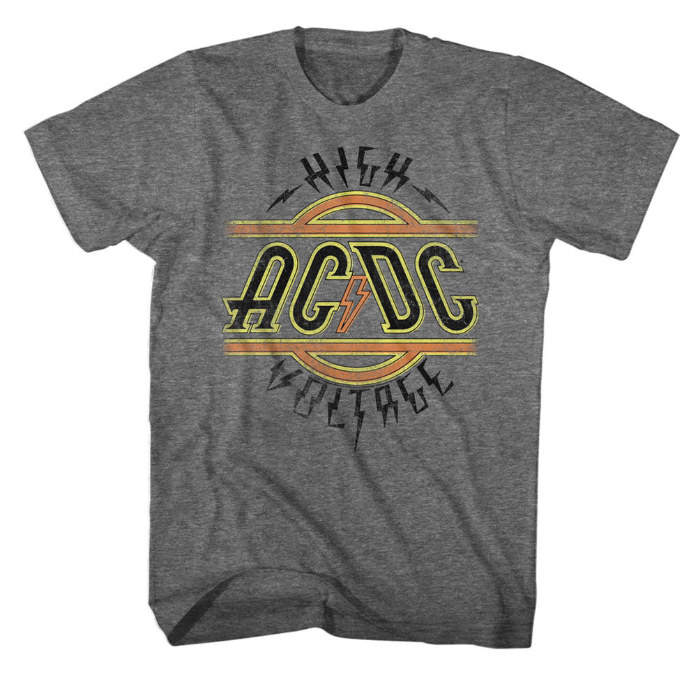 AC/DC Mens S/S T-Shirt - High Voltage - Heather Graphite Heather