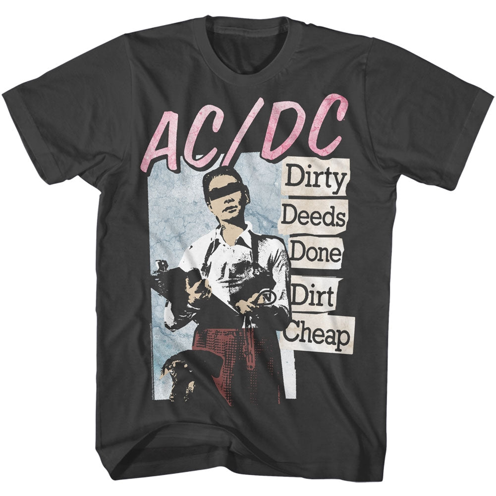 AC/DC Mens S/S T-Shirt - Dirty Deeds - Solid Smoke