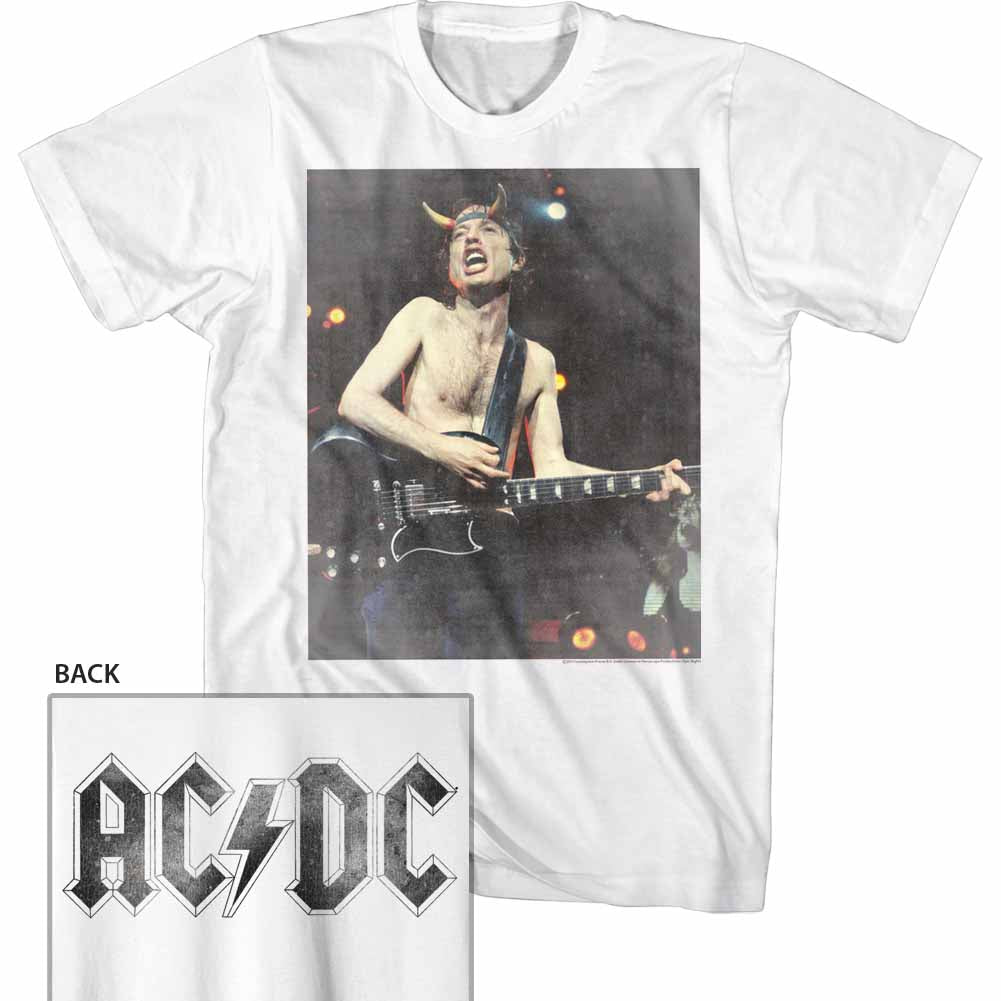 AC/DC Mens S/S T-Shirt - Angus - Solid White