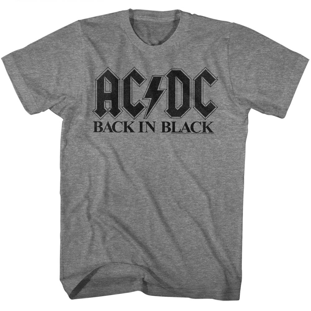 AC/DC Mens S/S T-Shirt - Bib In Black - Heather Graphite Heather