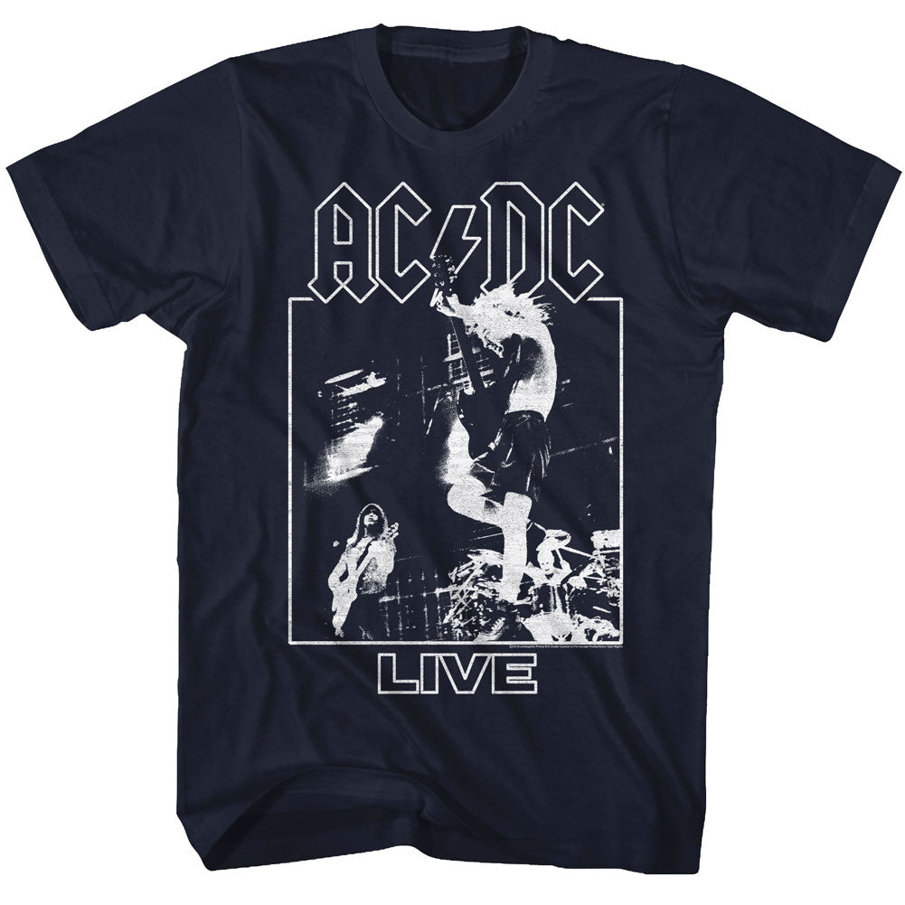 AC/DC Mens S/S T-Shirt - Live - Solid Navy
