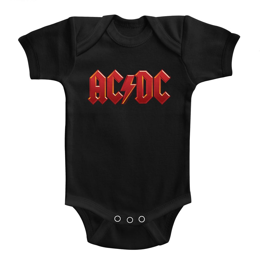 AC/DC Infant S/S Bodysuit - Solid Red - Solid Black