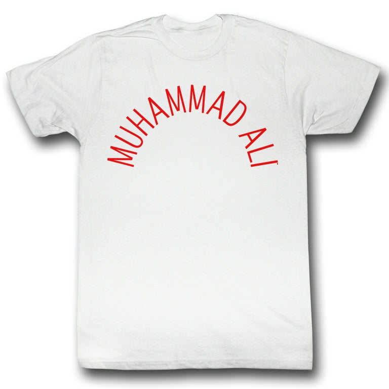 Muhammad Ali Mens S/S T-Shirt - Arch Text - Solid White