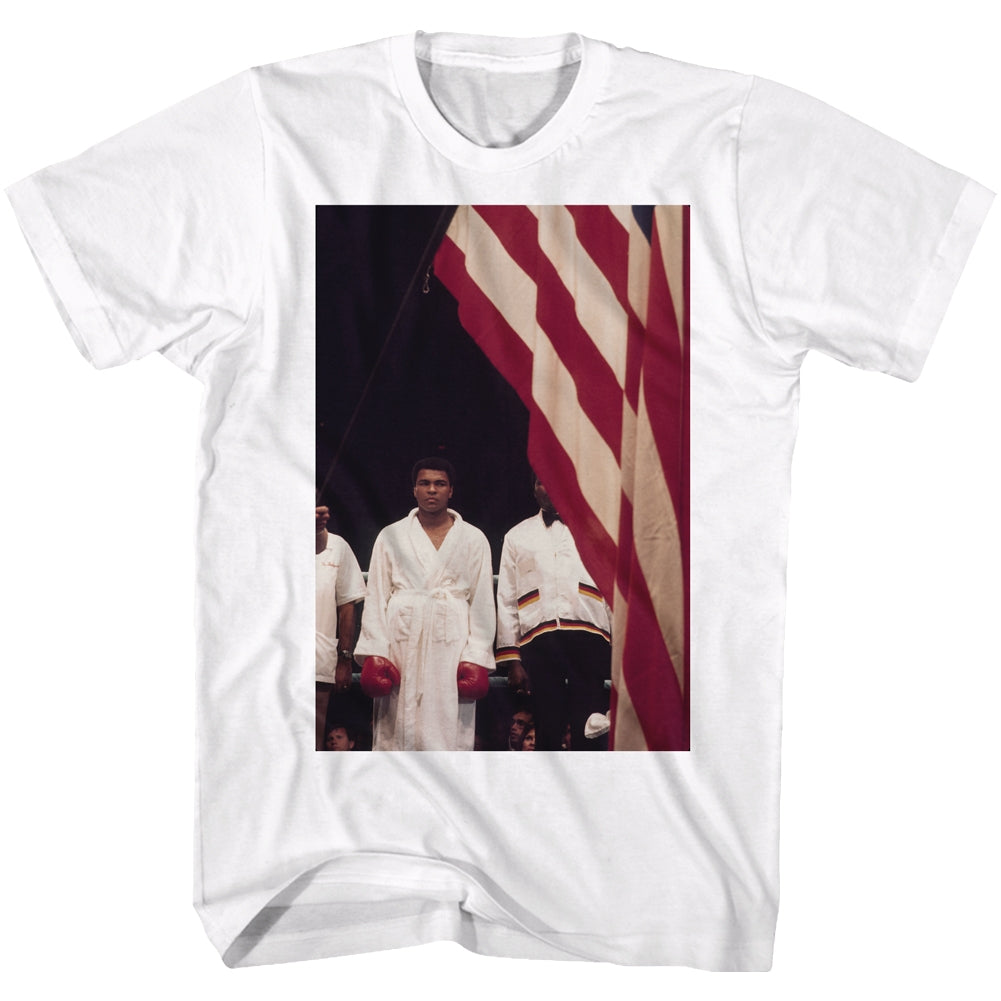 Muhammad Ali Mens S/S T-Shirt - A Flag - Solid White