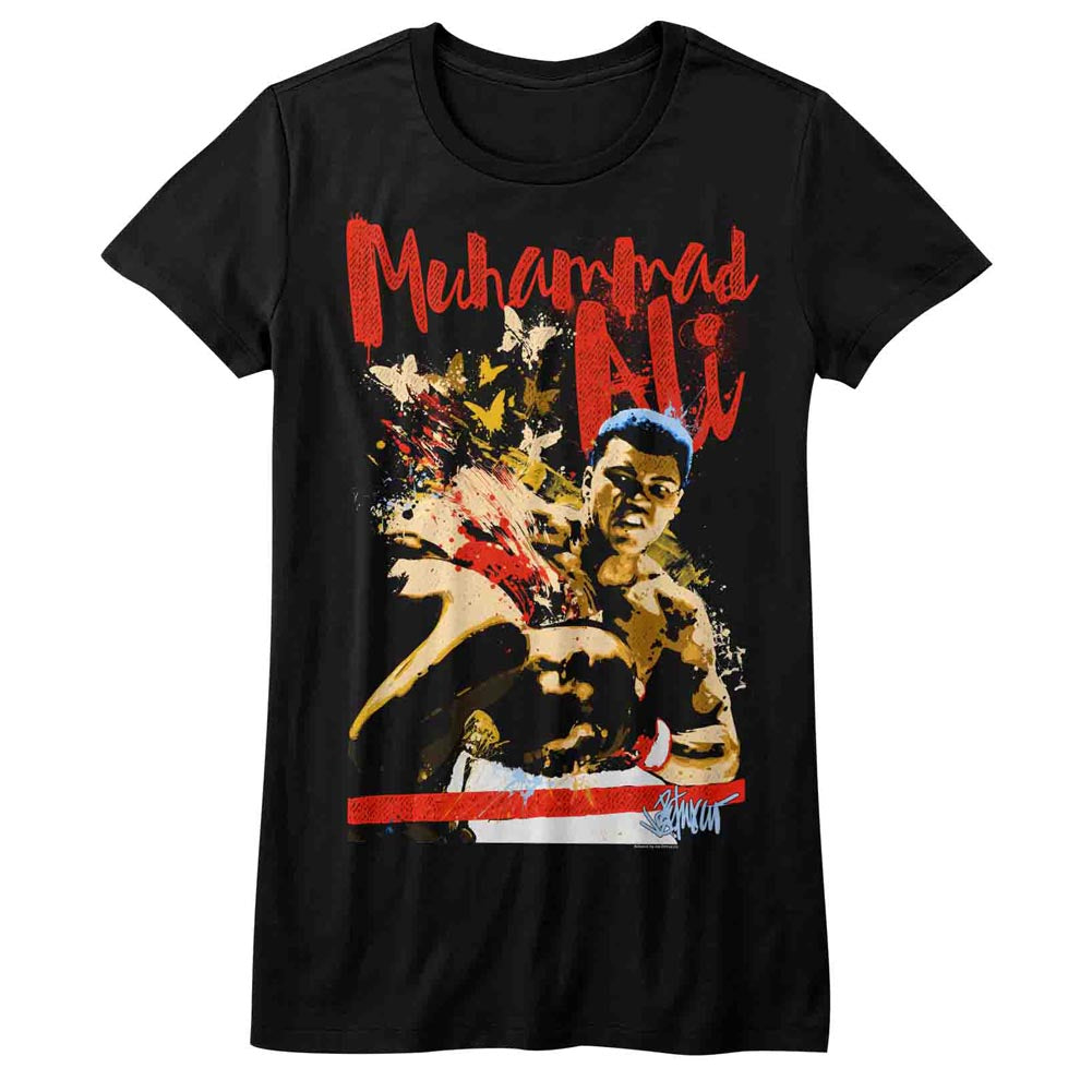 Muhammad Ali Girls Juniors S/S T-Shirt - Butterflybee - Solid Black