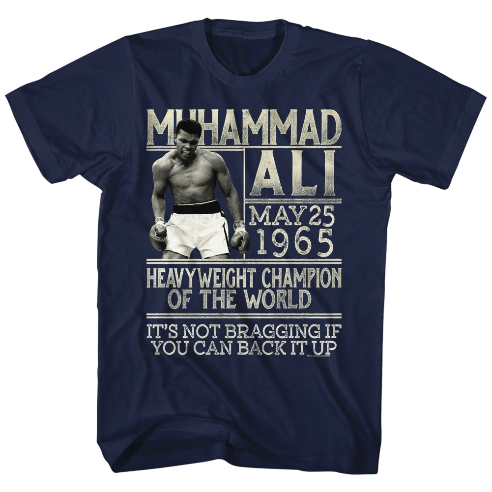 Muhammad Ali Mens S/S T-Shirt - Back It Up - Solid Navy