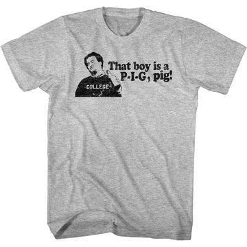 Animal House Mens S/S T-Shirt - Pig - Heather Gray Heather