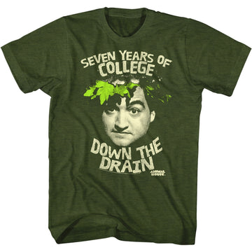 Animal House Mens S/S T-Shirt - Down The Drain - Solid Military Green