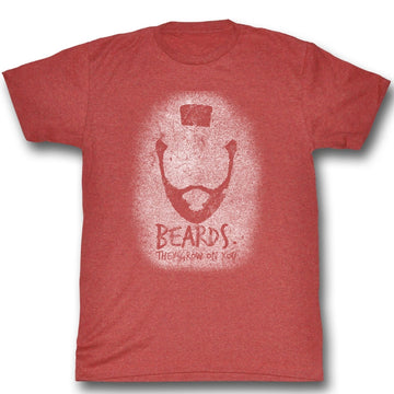 Mr. T Mens S/S T-Shirt - Beards - Heather Red Heather