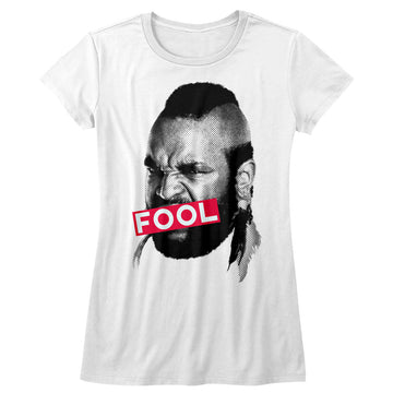 Mr. T Girls Juniors S/S T-Shirt - Fool - Solid White