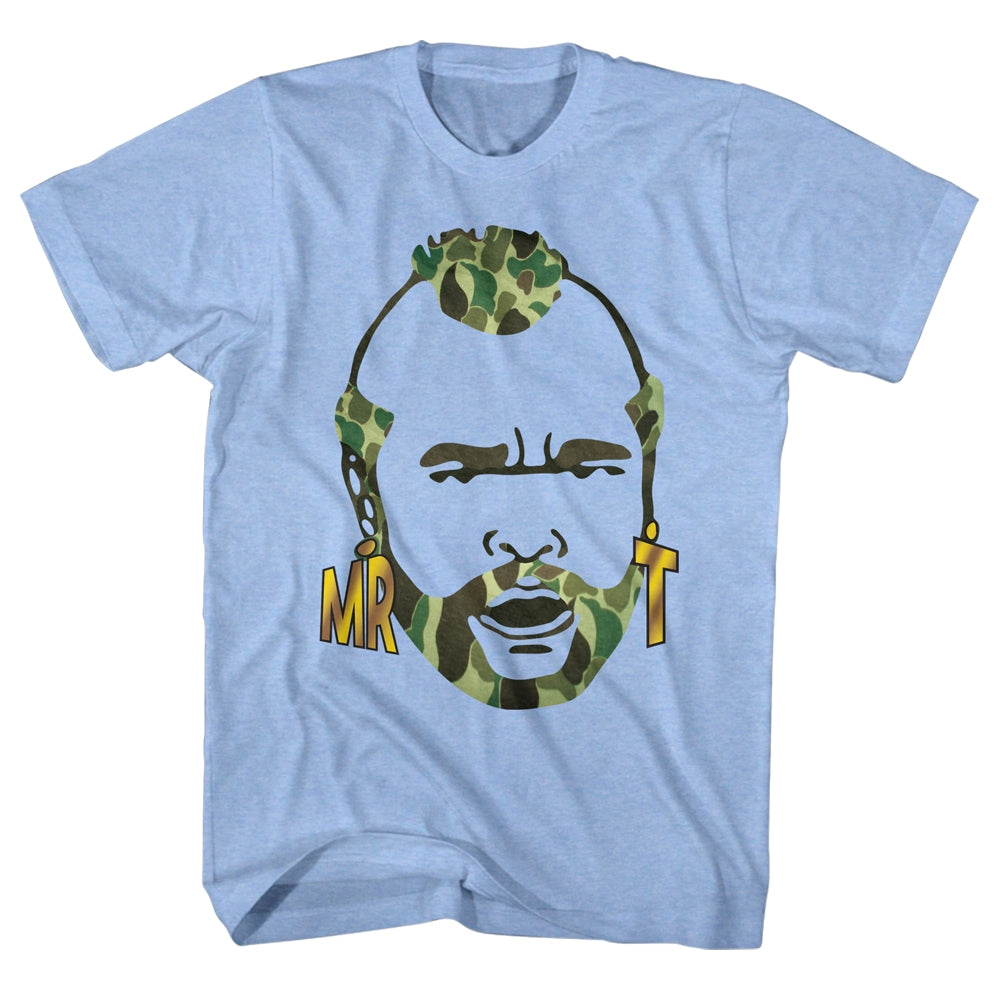 Mr. T Mens S/S T-Shirt - Camo Hair - Heather Light Blue Heather